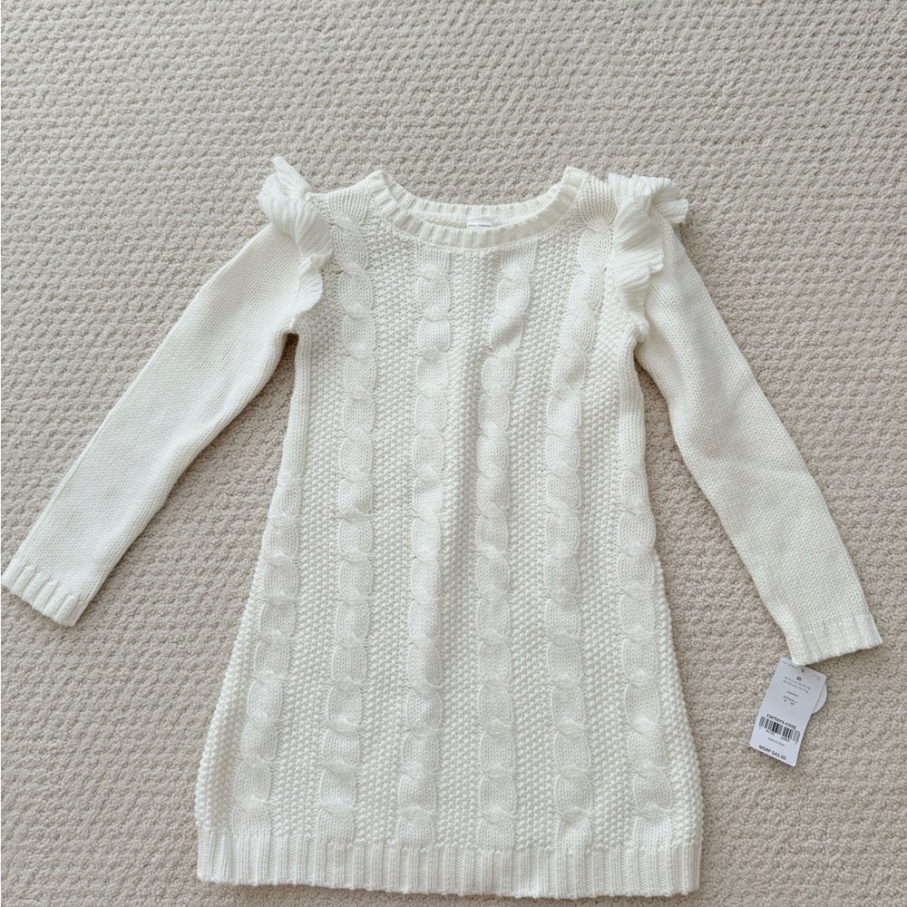 White Cable Knit Sweater Dress 4t